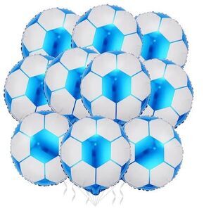 10 Pack 18 Inch Blue Soccer Foil Balloons
